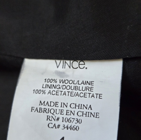 VINCE Wool Grey Herringbone Tweed Blazer/ Jacket. Size 4 - Picture 10 of 14